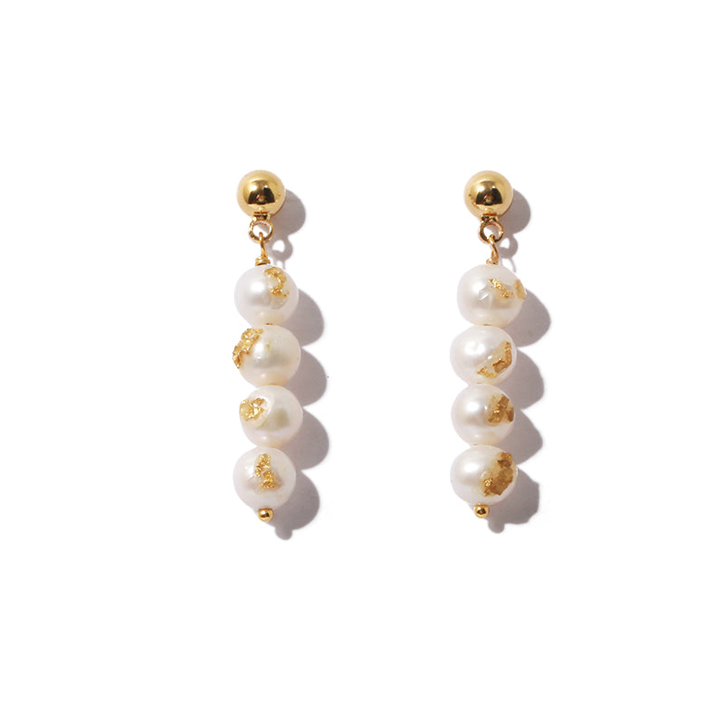 Vintage Luxurious Natural Pearl Gold Foil Earrings
