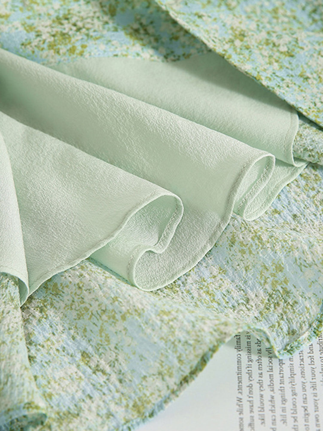 Molly Printed Green Floral Chiffon V-neck Shirt