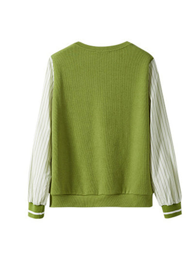 Mia Classic Striped Chiffon Two-Piece Sweatshirt Top