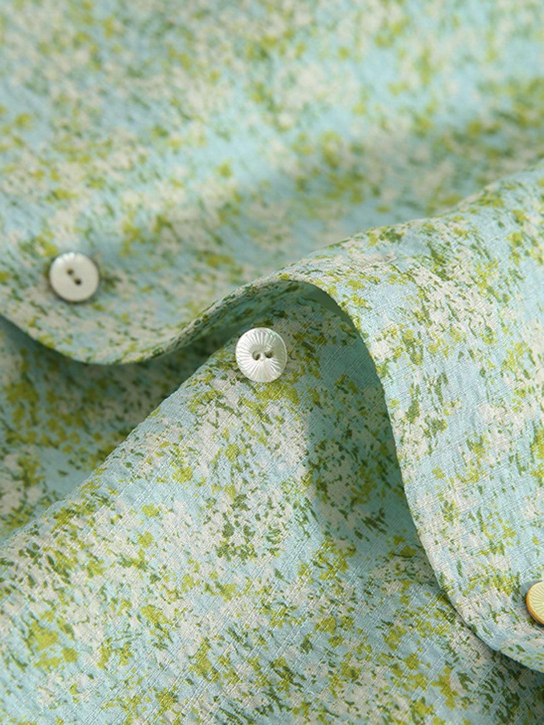 Molly Printed Green Floral Chiffon V-neck Shirt