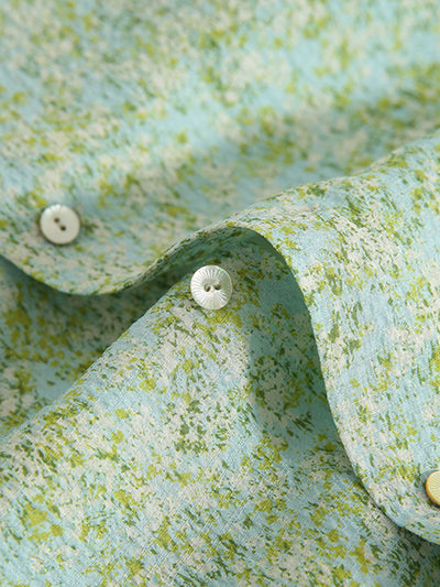 Molly Printed Green Floral Chiffon V-neck Shirt