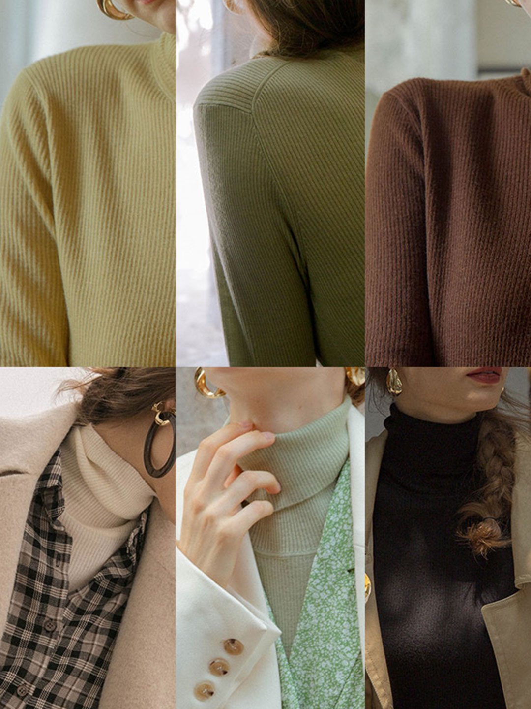 Teresa Classic Turtleneck Bottoming Knitwear-Beige