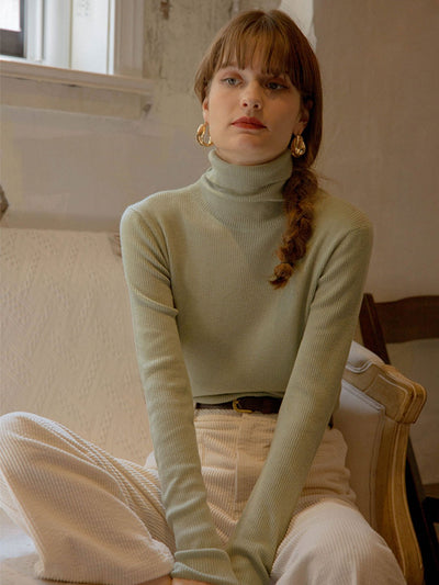 Teresa Classic Turtleneck Bottoming Knitwear-Beige