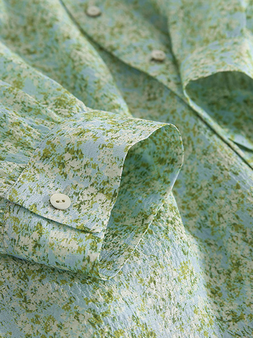 Molly Printed Green Floral Chiffon V-neck Shirt