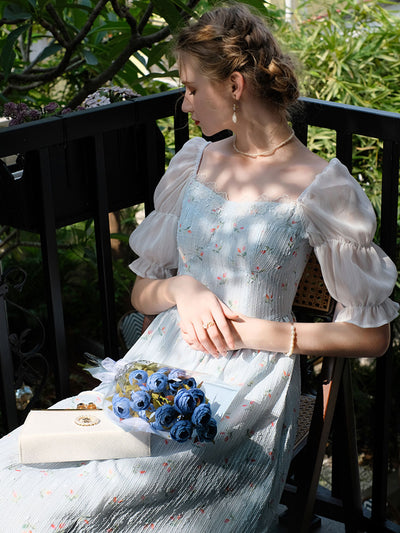Sophie Retro Lace Floral Princess Sleeve Dress