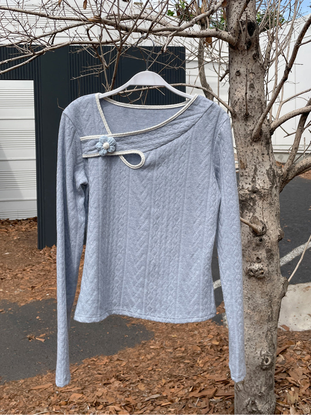 Carlin Vintage Cotton Knitted Sweater-Blue