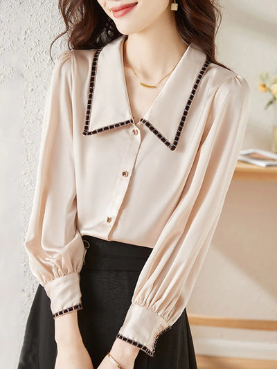 Elva Casual Doll Collar Blouse-White