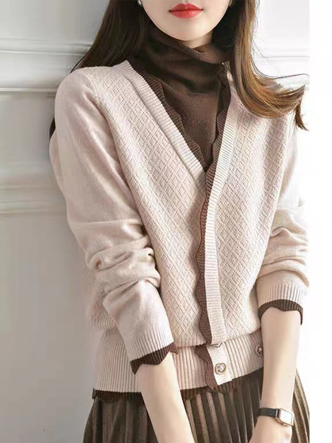 Debby French Ruffled Pile Collar Knitted Sweater