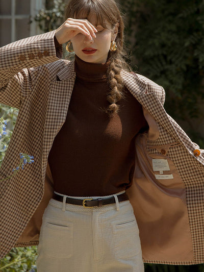 Teresa Classic Turtleneck Bottoming Knitwear-Beige