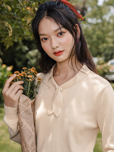 Adorable Vintage Rabbit Collar Knit Red Top