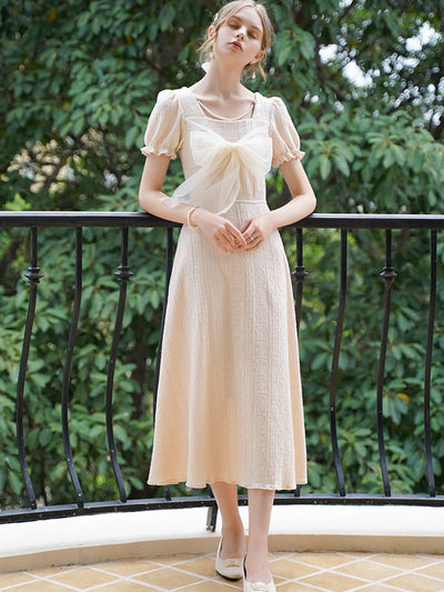 Elizabeth Two-way Wearings Bow Tie Pearl Jacquard Dress