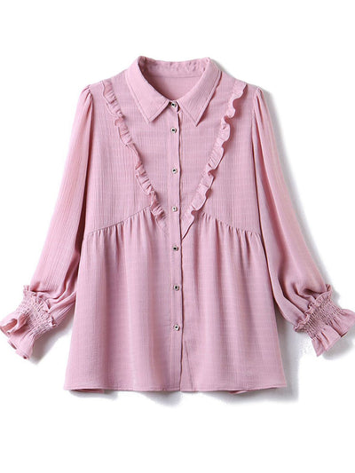 Alyssa Casual Pink Polo Chiffon Loose Shirt