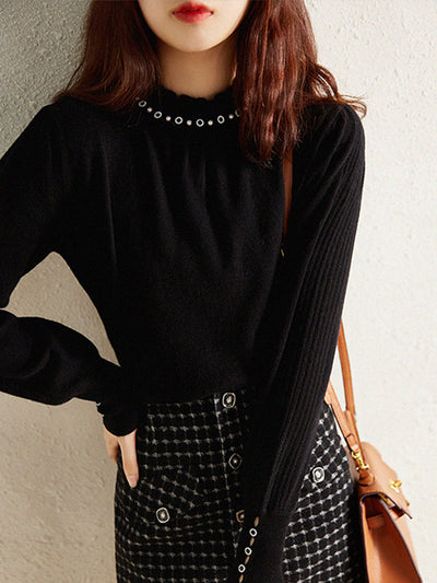 Adele French Style V-Neck Knitted Sweater