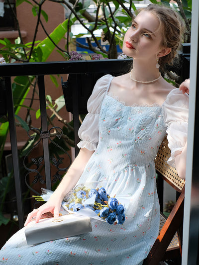 Sophie Retro Lace Floral Princess Sleeve Dress