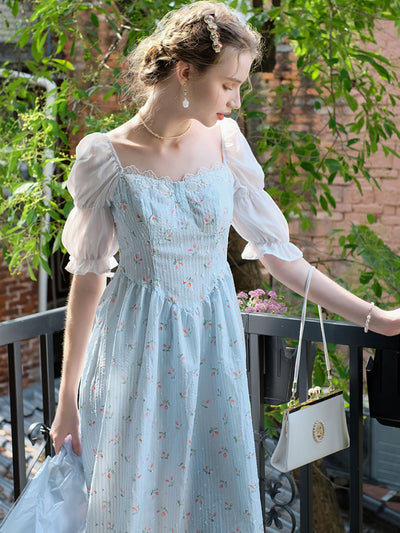 Sophie Retro Lace Floral Princess Sleeve Dress