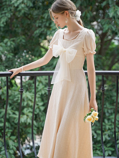 Elizabeth Two-way Wearings Bow Tie Pearl Jacquard Dress