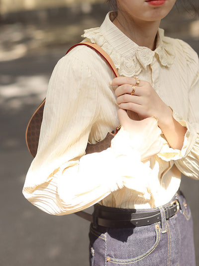 Zoe Ruffled Collar Cotton Blouse