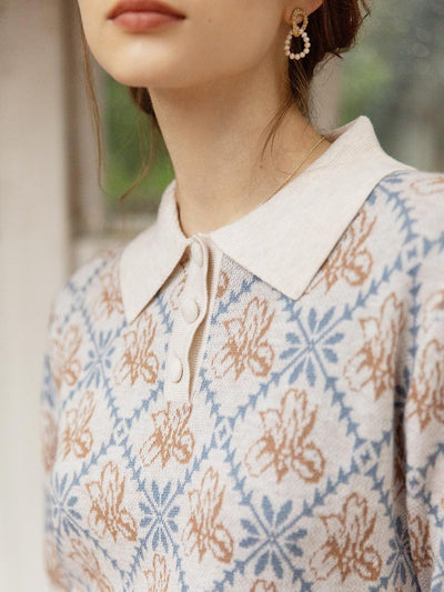 Roselili Slim Fit Knit Pullover-Beige