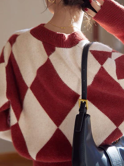 Alyssa French Style V-Neck Red Knit Cardigan