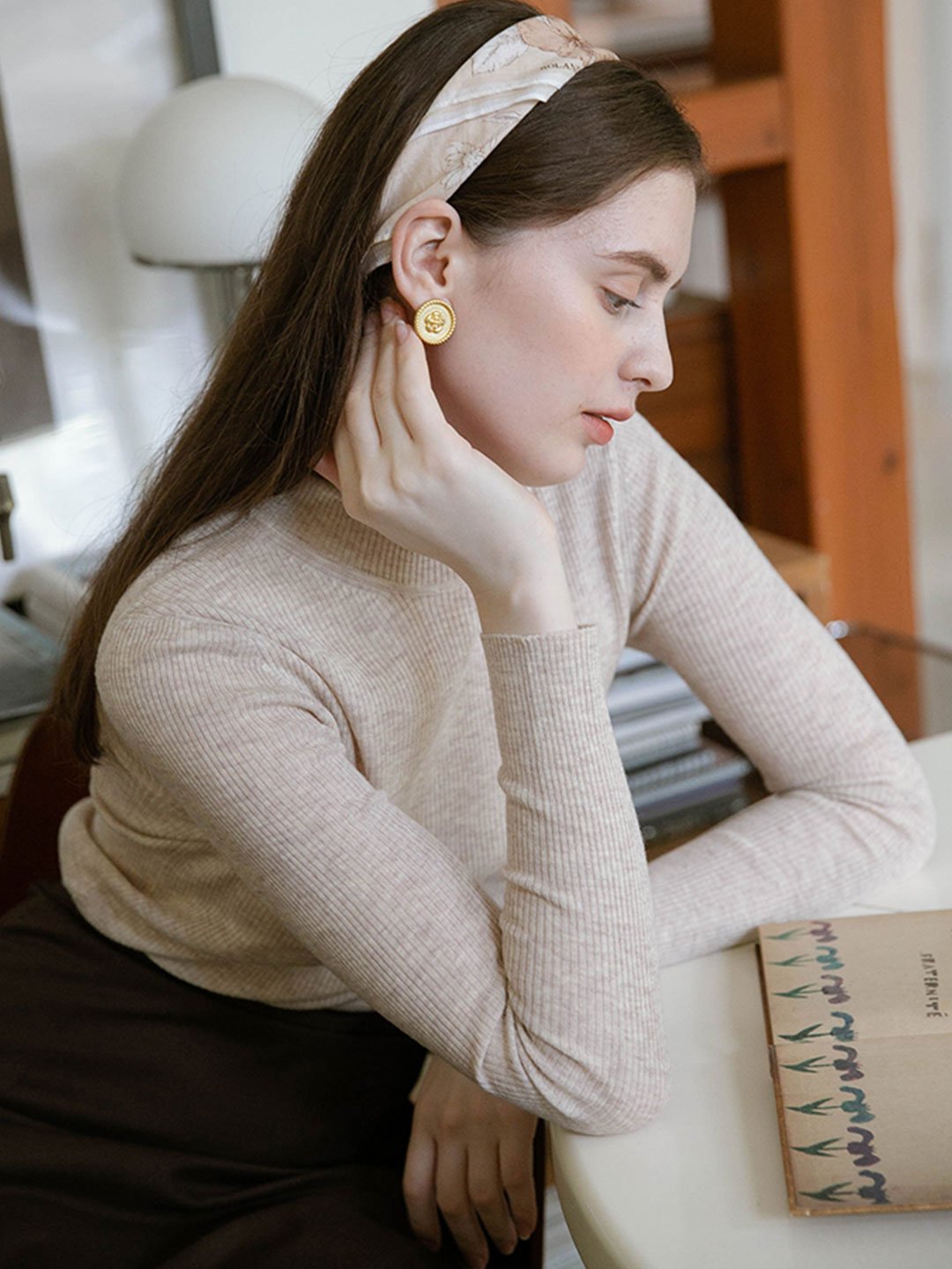 Teresa Classic Turtleneck Bottoming Knitwear-Beige