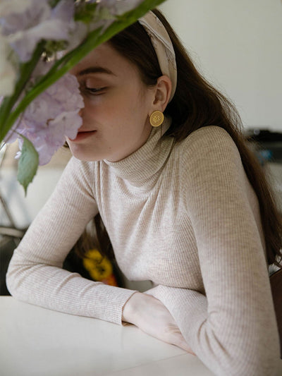 Teresa Classic Turtleneck Bottoming Knitwear-Beige