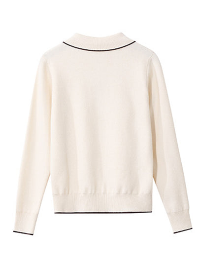 Emma French Style Doll Collar Knitted Sweater-Beige