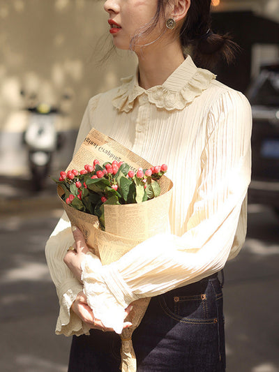 Zoe Ruffled Collar Cotton Blouse