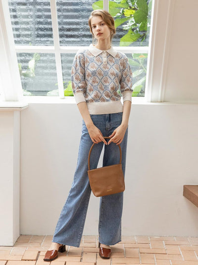 Roselili Slim Fit Knit Pullover-Beige