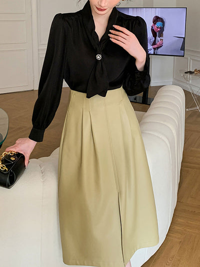Gail Freda French Style Elegant Streamer Chiffon Shirt