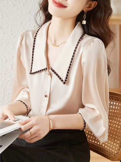Elva Casual Doll Collar Blouse-White