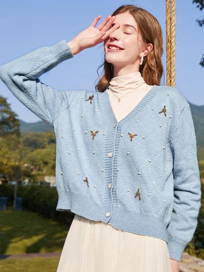 Valeria V-neck Embroidered Cardigan
