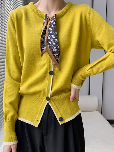 Aurora Vintage Crew Neck Cotton knitted Cardigan