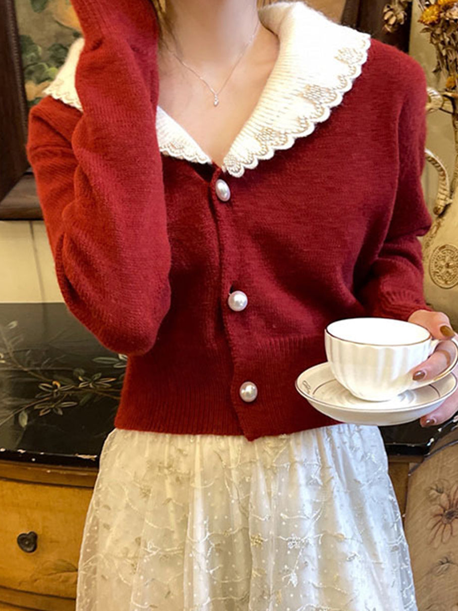 Anne Vintage Doll Collar Knitted Cardigan