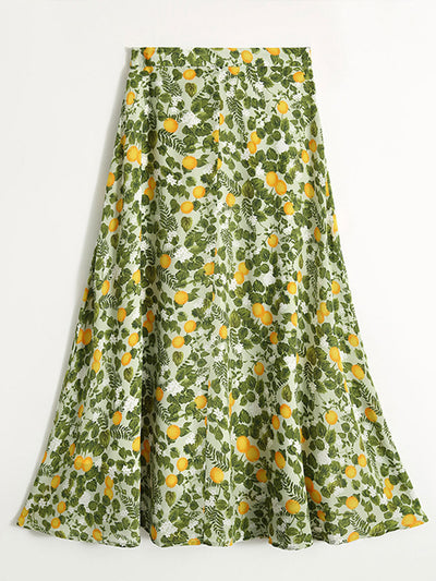 Gianna Retro Contrasted Color Printed Skirt