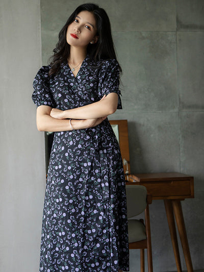 Amy Vintage Floral Puff Sleeve Maxi Dress