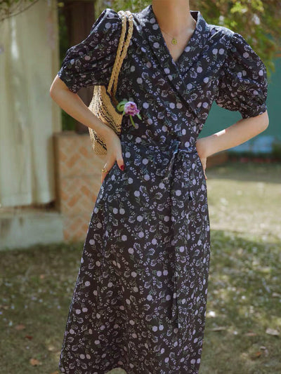 Amy Vintage Floral Puff Sleeve Maxi Dress