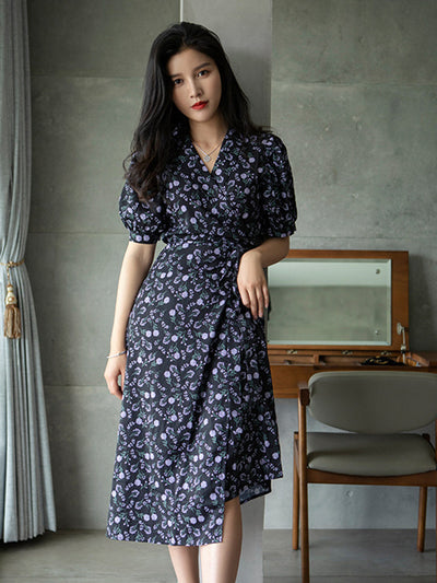 Amy Vintage Floral Puff Sleeve Maxi Dress